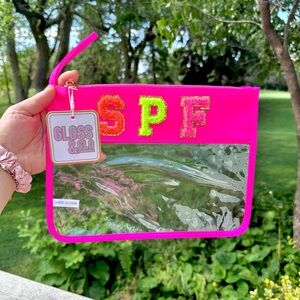 🦋Gloss & Glo pink  Flat SPF Pouch/CLEAR BAG CHENILLE